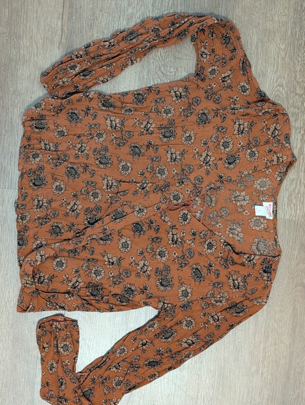 Mossimo Supply Co. Sunflower Wrap Long Sleeve Rust Blouse
